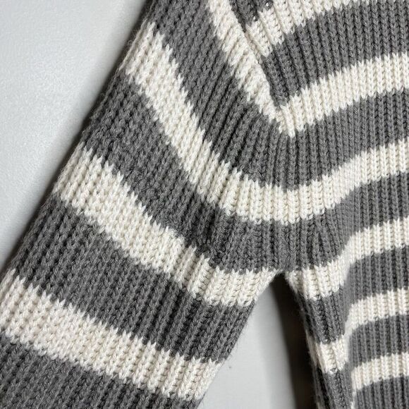 PETER SOM Collective Sweater Women XS Oversized Striped Pullover Turtleneck Gray - Picture 14 of 14